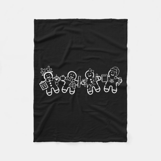 Christmas Teacher Cute Gingerbread Cookies Funny H Fleece Blanket (Front)