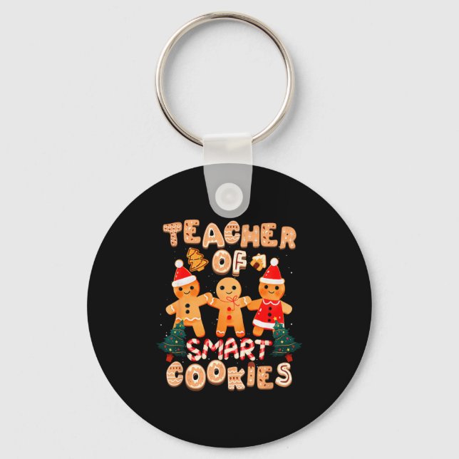 Christmas Teacher Cute Gingerbread Cookies Funny H Key Ring (Front)