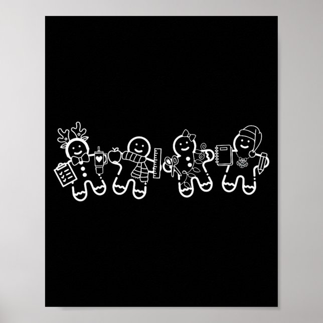 Christmas Teacher Cute Gingerbread Cookies Funny H Poster (Front)