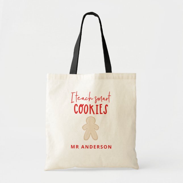 Christmas teacher gingerbread smart cookies gift tote bag (Front)