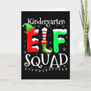 Christmas Teacher Kindergarten Elf Squad Lights Card