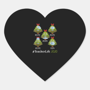 Christmas Teacher Life 2020 Tree Wearing Mask Gift Heart Sticker
