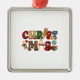 Christmas Teacher Metal Ornament