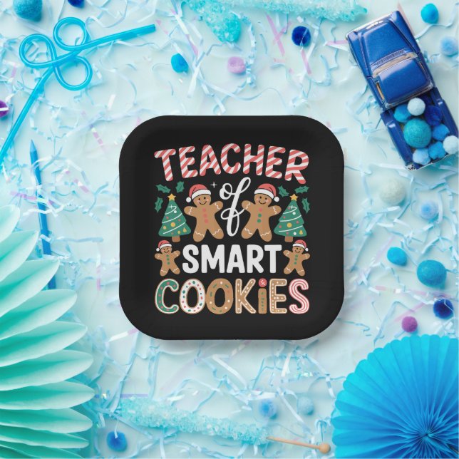 Christmas Teacher Of Smart Cookies Gingerbread  Paper Plate (Party)