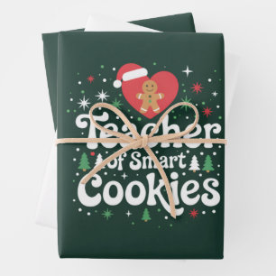 Christmas Teacher Of Smart Cookies Wrapping Paper Sheet