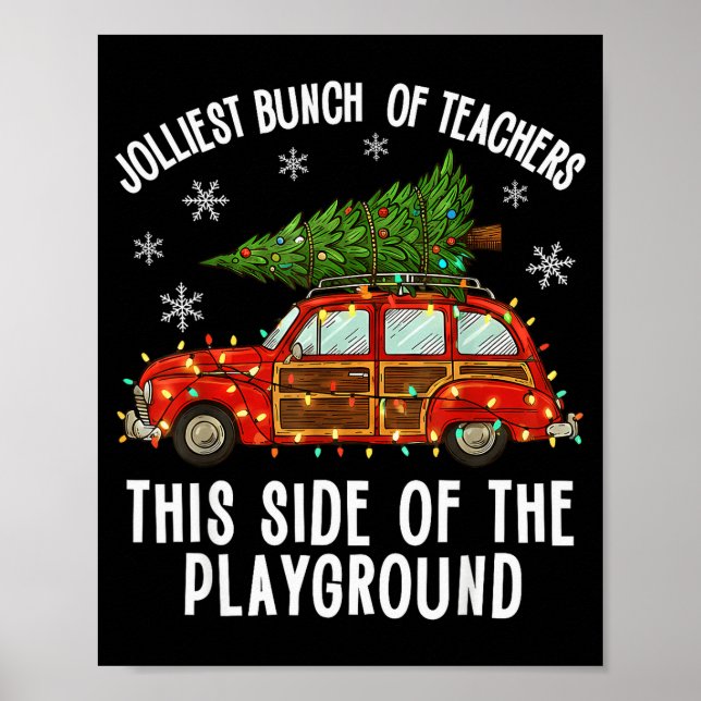 Christmas Teacher Squad Festive Car Tree Lights Xm Poster (Front)