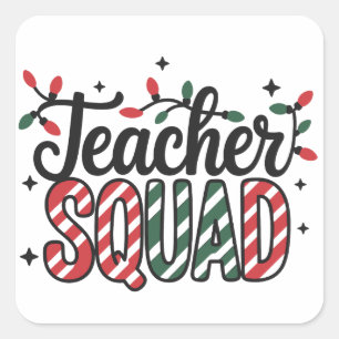 Christmas Teacher Squad Funny Merry Xmas Party Square Sticker