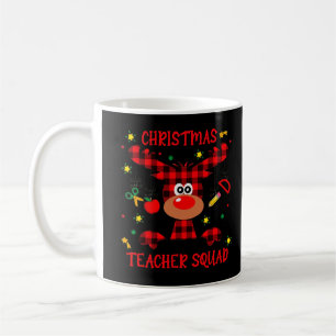Christmas Teacher Squad Reindeer Red Plaid Snow Xm Coffee Mug