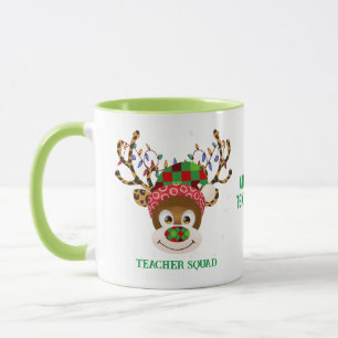 Christmas Teacher Squad Reindeer Teacher Green Mug