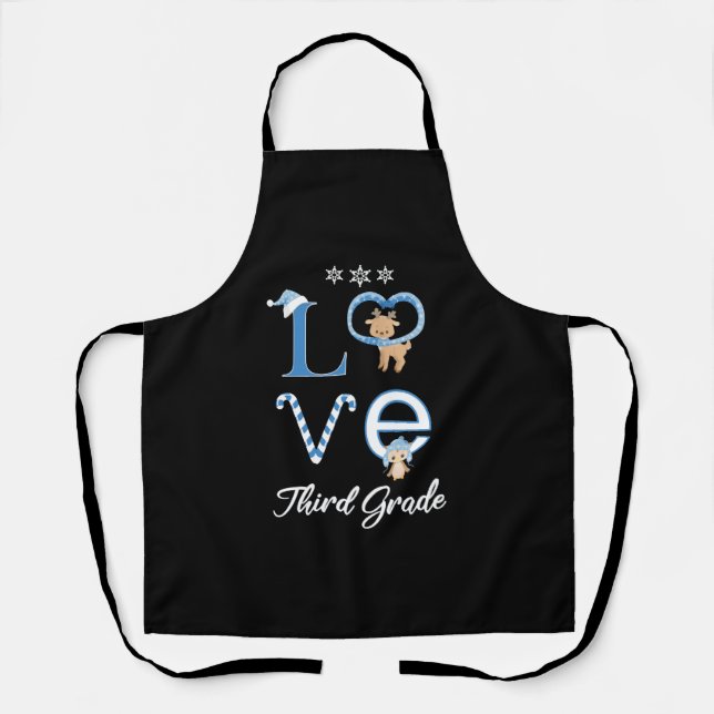Christmas Teacher Student Holiday Gift Love Third  Apron (Front)