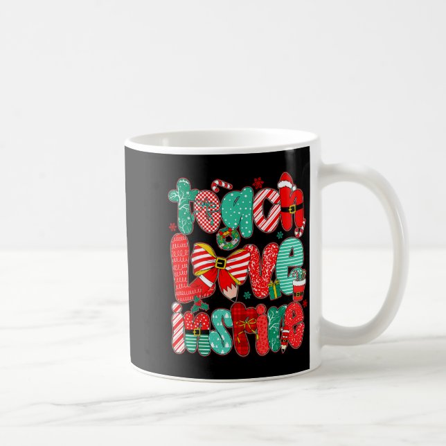 Christmas Teacher Teach Love Insre Xmas Vibes  Coffee Mug (Right)