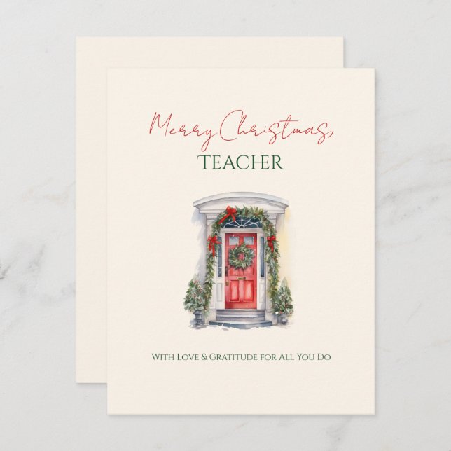 Christmas Teacher Thank You Card – Holiday Magic (Front/Back)