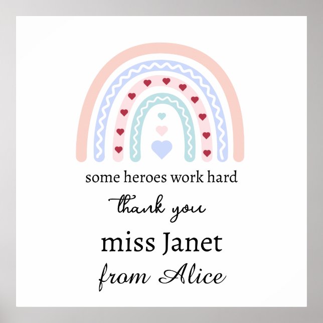 Christmas Teacher Thank You personalised Hero Gift Poster (Front)