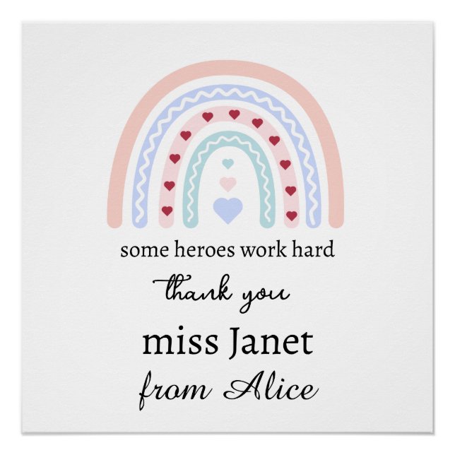 Christmas Teacher Thank You personalised Hero Gift Poster (Front)