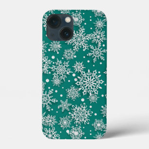 Christmas teal green snowflake tiled pattern  iPhone 13 mini case