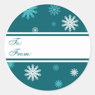 Christmas Teal White Snow Gift Tags