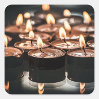 Christmas Tealight Candlelight Square Sticker