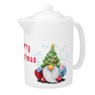 Christmas Teapot Gnome with Gifts