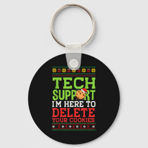 Christmas Tech Support Here To Delete Cookies Ugly Key Ring
