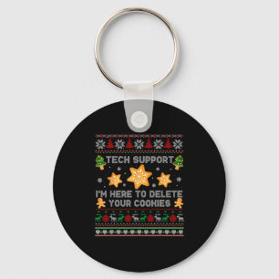 Christmas Tech Support Here To Delete Cookies Xmas Key Ring