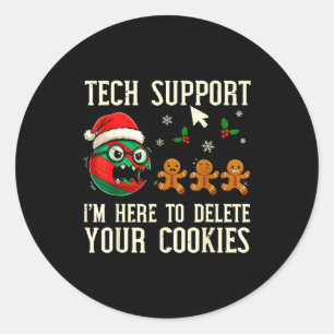 Christmas Tech Suprt Here To Delete Cookies It Men Classic Round Sticker