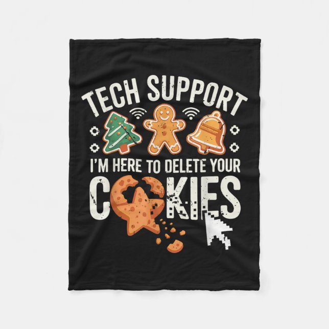 Christmas Tech Suprt Here To Delete Cookies Xmas M Fleece Blanket (Front)