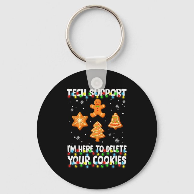 Christmas Tech Suprt Here To Delete Cookies Xmas M Key Ring (Front)