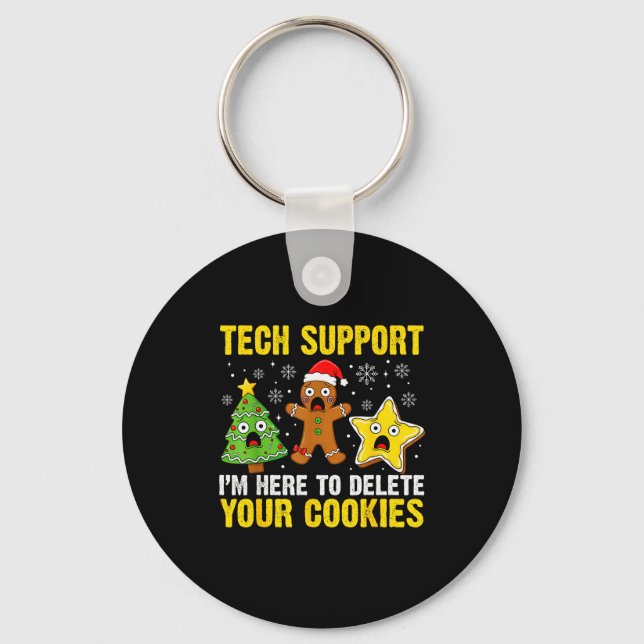 Christmas Tech Suprt Here To Delete Cookies Xmas M Key Ring (Front)