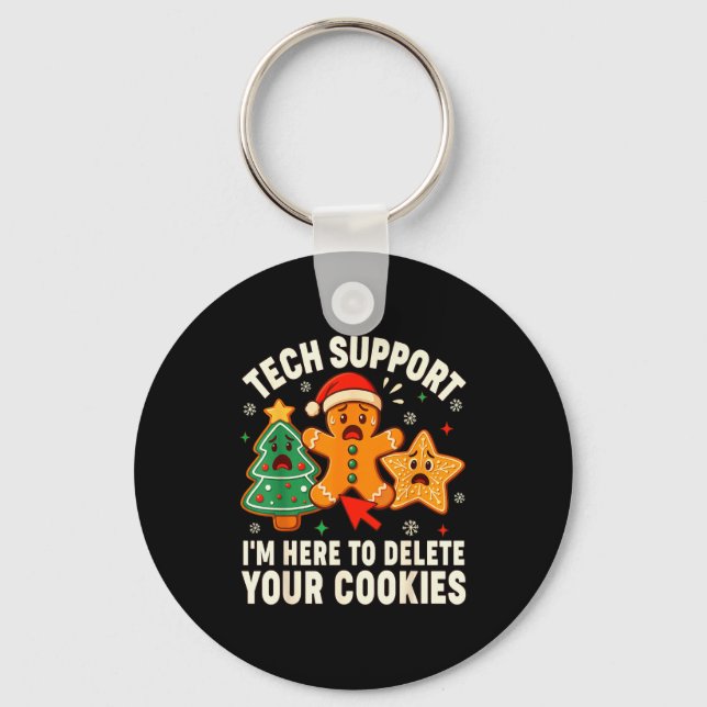 Christmas Tech Suprt Here To Delete Cookies Xmas M Key Ring (Front)