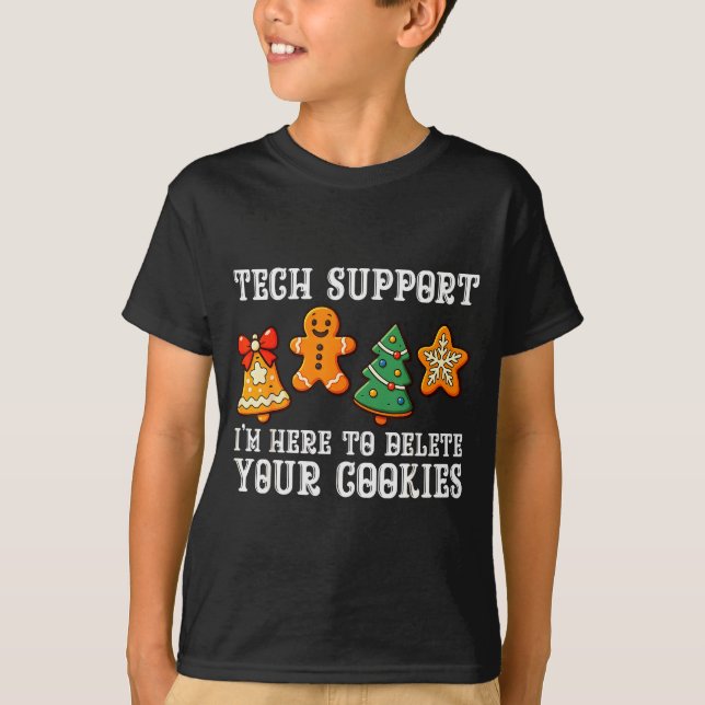Christmas Tech Suprt Here To Delete Cookies Xmas M T-Shirt (Front)