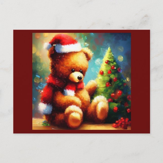 Christmas Teddy Bear 1 Holiday Postcard (Front)