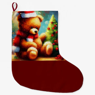 Christmas Teddy Bear 1 Large Christmas Stocking