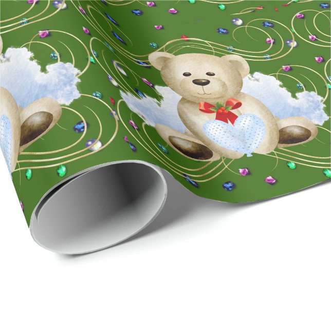 Christmas Teddy Bear 2 Wrapping Paper (Roll Corner)