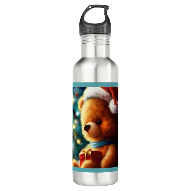 Christmas Teddy Bear 3 710 Ml Water Bottle (Front)