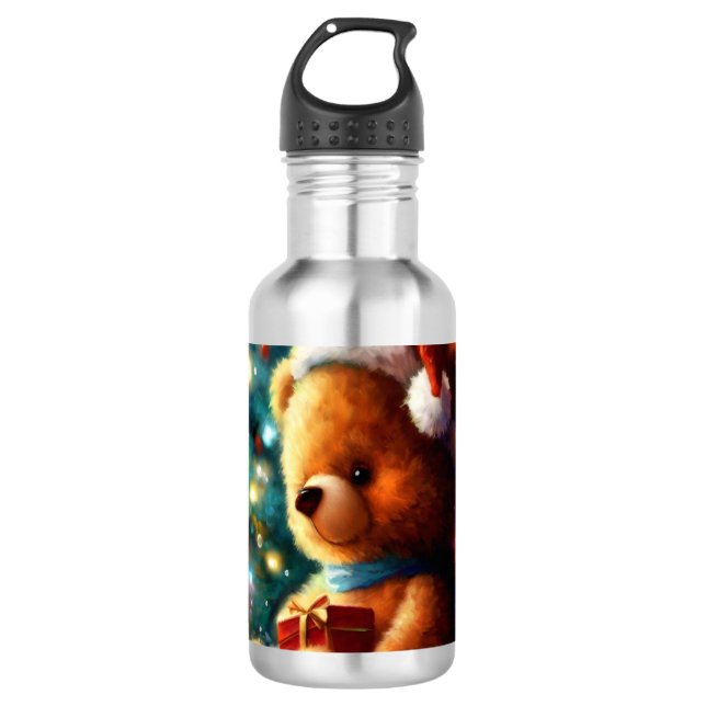 Christmas Teddy Bear 3 710 Ml Water Bottle (Front)