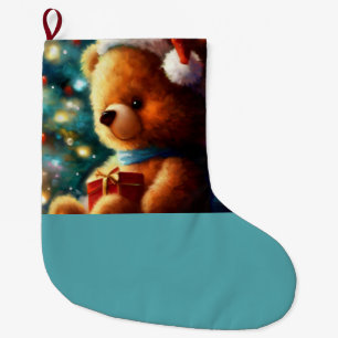 Christmas Teddy Bear 3 Large Christmas Stocking