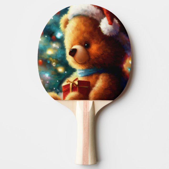 Christmas Teddy Bear (3) Ping Pong Paddle (Front)