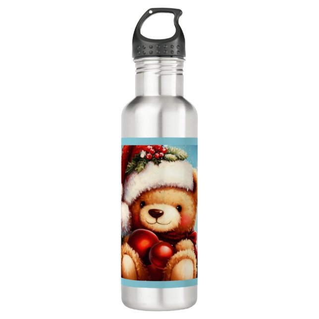 Christmas Teddy Bear 4 710 Ml Water Bottle (Front)