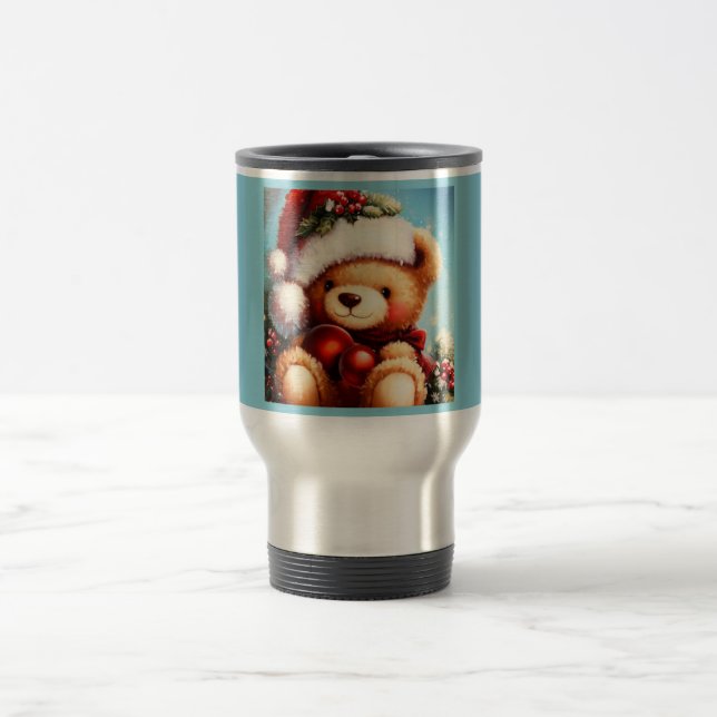 Christmas Teddy Bear 4 Travel Mug (Center)