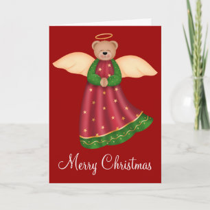 Christmas Teddy Bear Angel Greeting Card d2