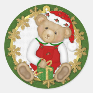 Christmas Teddy Bear - Boy Classic Round Sticker
