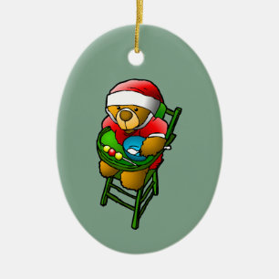 Christmas Teddy Bear Ceramic Ornament