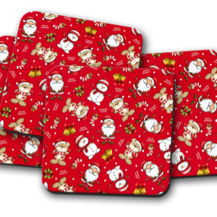 Christmas Teddy Bear   Christmas Cork Coaster Set