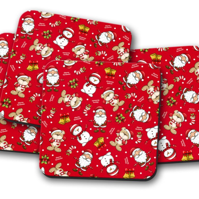 Christmas Teddy Bear | Christmas Cork Coaster Set (Creator Uploaded)