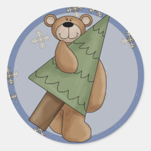 Christmas Teddy Bear Classic Round Sticker
