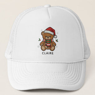 Christmas Teddy Bear Custom Name Trucker Hat