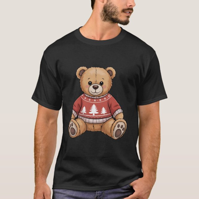 Christmas Teddy Bear Cute Xmas Gift T-Shirt (Front)