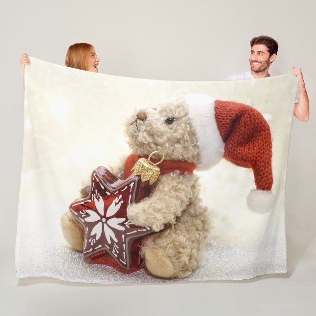 CHRISTMAS TEDDY BEAR FLEECE BLANKET (In Situ)