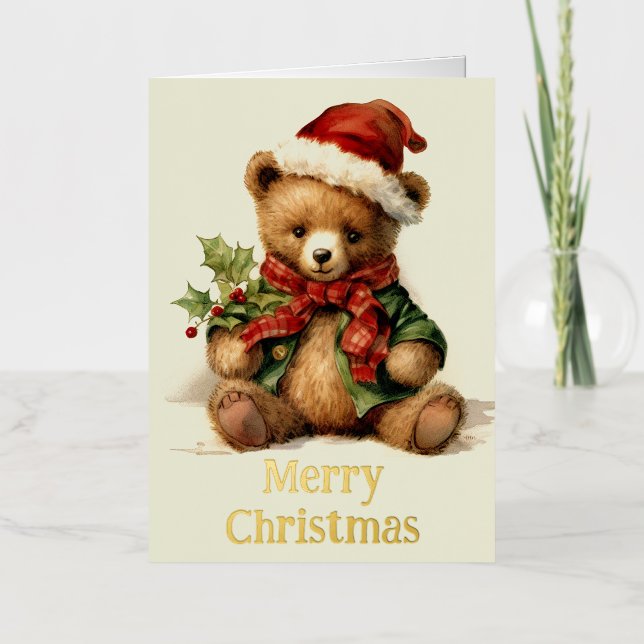 Christmas Teddy Bear Foil Greeting Card (Front)