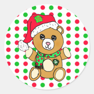 Christmas Teddy Bear Holidays Classic Round Sticker